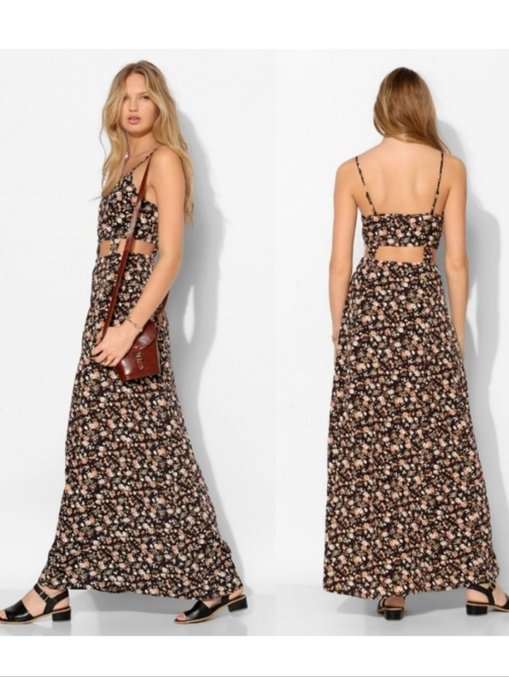 Urban Outfitters Floral Cut Out Maxi Dress